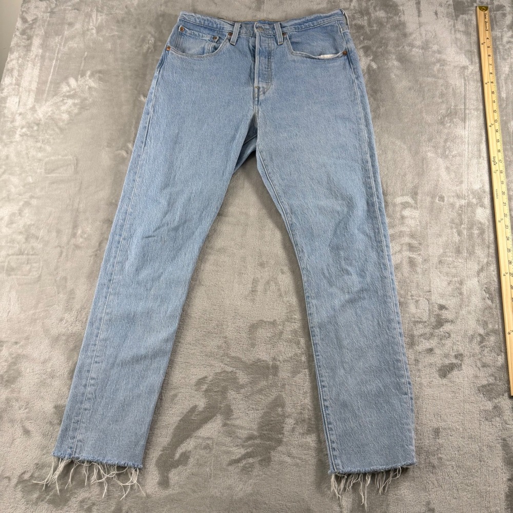 Levi's 501 S‎ Skinny Light Wash Button Fly Frayed Raw Hem Jeans  Men's W30 L30